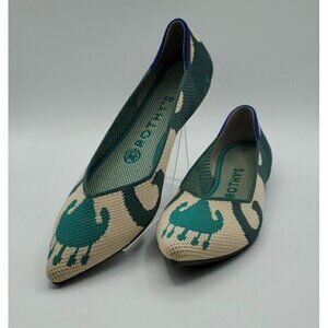 Rothy’s Flat Womens Size 7 Moroccan Ikat The Pointed Toe Green Shoe Retired
